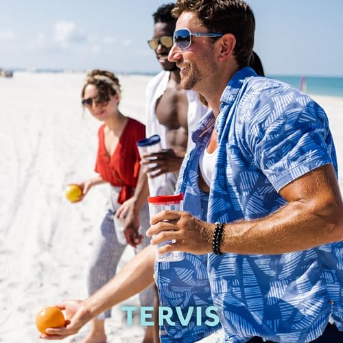 Tervis Travel Lid Made in USA Double Walled Insulated Tumbler Travel Cup Keeps Drinks Cold & Hot, Fits 16oz Tumblers - 4pk, Assorted Navy Green Blue Turquoise