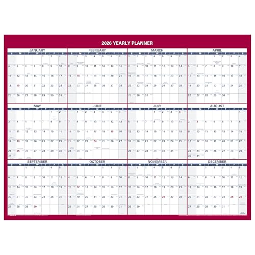 AT-A-GLANCE 2026 Erasable Calendar, Dry Erase Wall Planner, 12