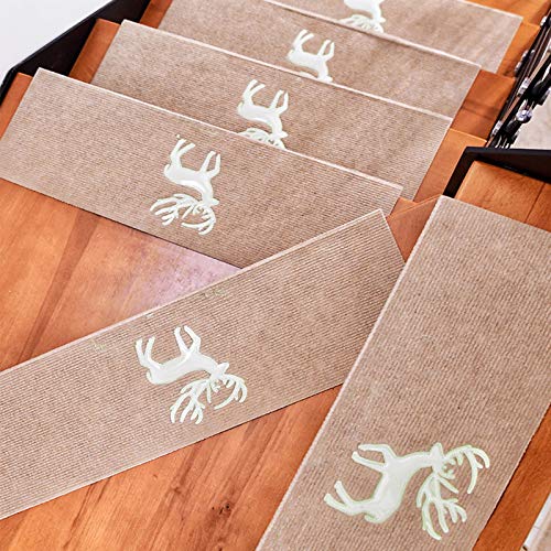 HUIJ Leuchtende Teppich-Treppenstufen,Stufenmatten,rutschfeste Treppenteppich,waschbare Stufenteppich,Selbstklebende rutschfeste Haushalts-Treppenstütze (15 Stück) Cover