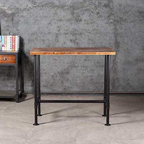Diwhy DIY Industrial Design Pipe Dining Table Casual Computer Laptop Table Modern Studio Wood and Metal Rectangular Dining Table homeoffice Desk Computer Table Black (41.3H)