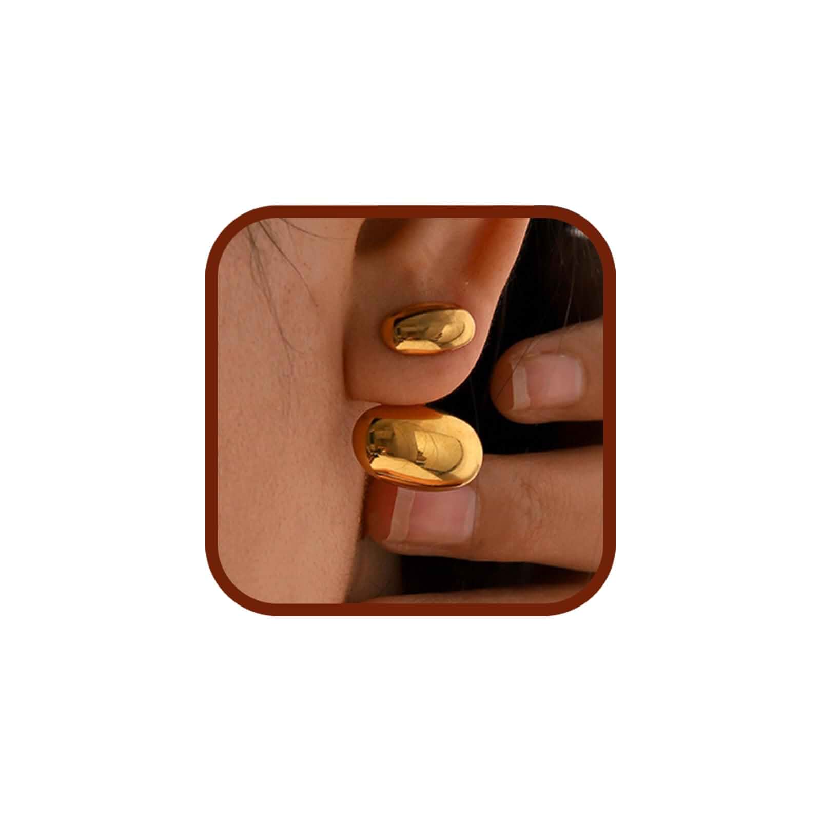 Gold Petite Chunky Dome Earrings for Women Double Bubble Stainless Steel Two Tone Sculptural Round Design Stud Polished Minimalist Modern Bold Fashion Jewelry Gifts