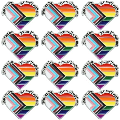 Broche en forme de cœur irrégulier arc-en-ciel LGBT en métal pour veste