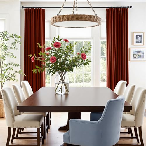 Image of Blackout Rust Red Velvet Curtains Rod Pocket 52x84 Inch 2 Panels | Soft Velvet, For Bedroom & Living Space, Light Shifting Texture, Elegant Luxury Drape, Charming, Rod Pocket