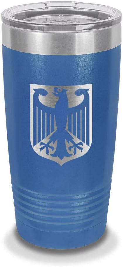 German Eagle 30 oz Laser Engraved Polar Camel Stainless Steel Vacuum Insulated Tumbler w/Clear Lid Deutschland Germany - Customizable - Green