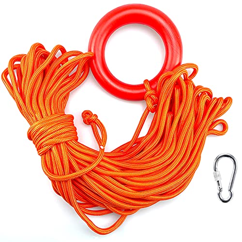 Hzfly Water Floating Lifesaving Rope, 98.4Ft Outdoor Professional Throwing Rescue Rope,Water Life Rope With Safety Snap Hoop And Floating Ring, Orange Water Floating Rope #TOP9