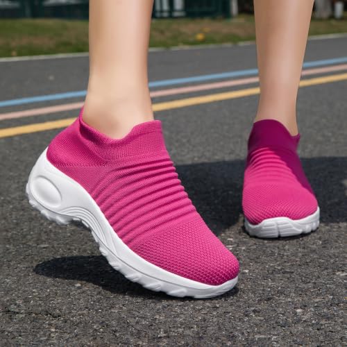 Image of Non Slip Work Shoes Women, Slip On Sneakers Women,Work Shoes Walking Gym Nurse Mesh Casual Fashion Sneakers Comfort Breathable Lightweight