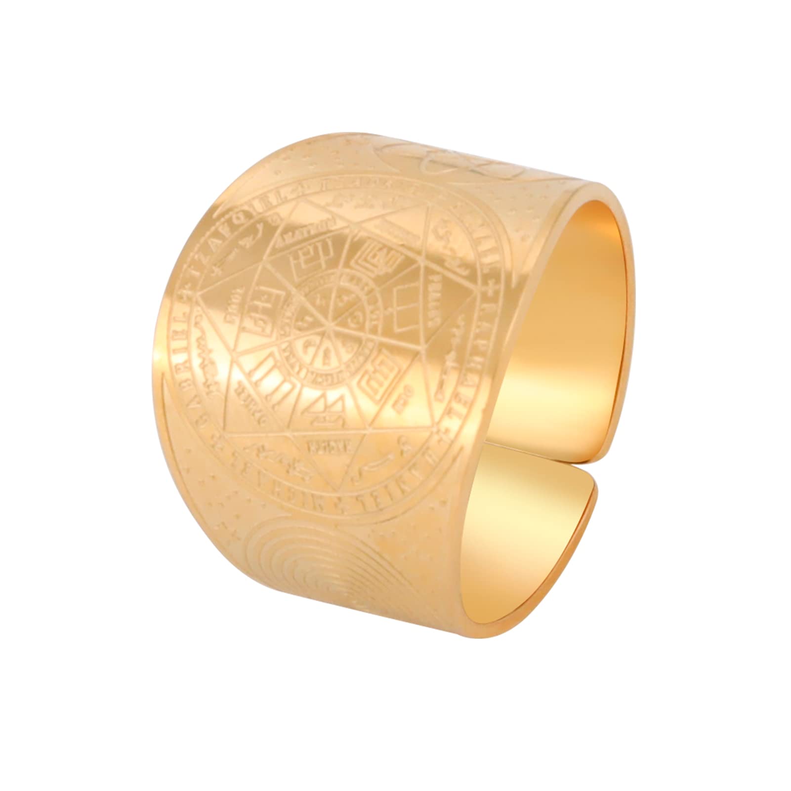 LIKGREAT Sigillo dei 7 Arcangeli Anello Metatron Cubo Anelli Sigillo di Lilith Simbolo Talismano Amuleto Anelli Religiosi Gioielli in Acciaio Inox Regali per Uomini Donne