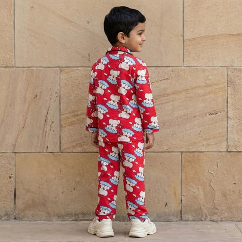 Image of CLAP Kids Cotton Printed Full Sleeves Night Suit