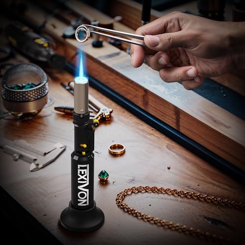 Image of LEXIVON Butane Blow Torch, Refillable Upright Lighter with Adjustable Flame and Pro-Grade Aluminum Tank | Ideal for Soldering and Kitchen Tasks (LX-760)