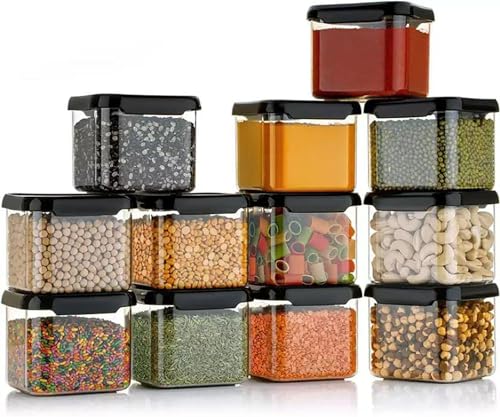 Image of Xiran Unbreakable Containers For Kitchen Storage Set, Kitchen Containers Set, Kitchen Organizer Storage Set, Kitchen Accessories Items, Pantry Organization And Kitchen Storage (500Ml, Black, Set of 6)