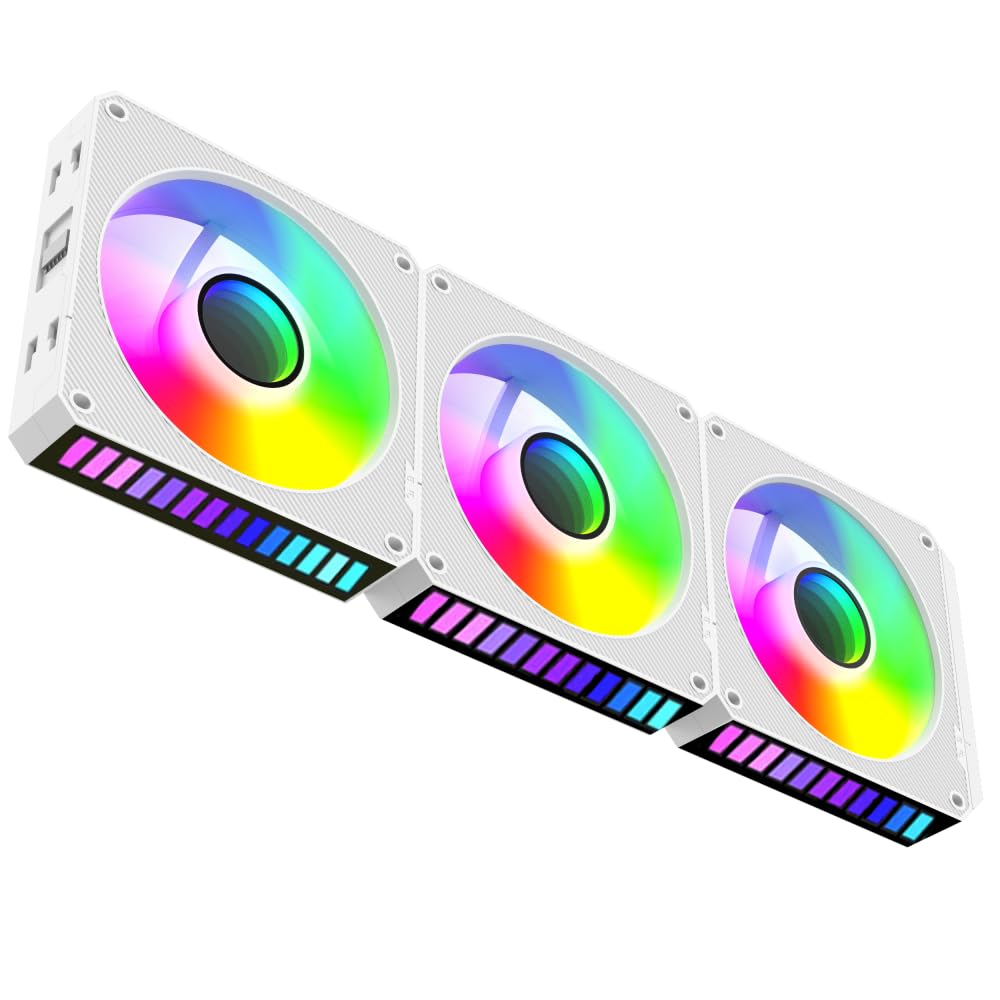 ICOLER UNI Fan JM-S1 White Edition 120mm Infinity Mirror Module Daisy-Chain 5V ARGB&PWM Fan 120mm Triple Pack with Controller Suitable for Computer Case & 360mm AIO Cooler