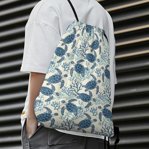 Sea Turtle Drawstring Backpack - Cute Cinch Sack, String Backpacks for Kids Boys Girls Women Men for Gym Outdoor Sports Travel Athletic Drawstring Bag - Lightweight/Foldable2