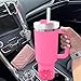 Hpebl 2PCS Bows Silicone Water Bottle Boot for Stanley Cup Accessories Protective Sleeve for Water Bottle, Cover Boots for Stanley 40 30 oz with Handle Glitter Rose Pink