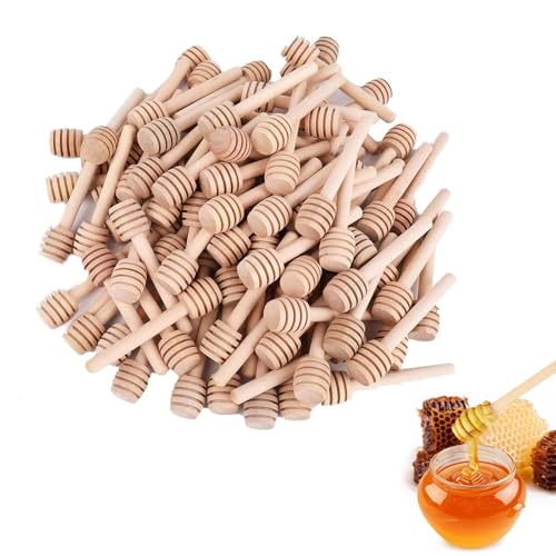 HXXWEUS Agitateur de Miel en Bois, 50 Pièces Cuillère à Miel, Mini Cuillère à Miel de 8 cm, Mélangeurs à Miel en Bois, pour Recueillir et Distribuer Le Miel, la Confiture et Le Sirop
