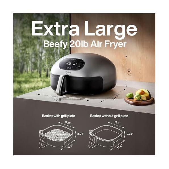 Typhur-Dome-2-AI-Smart-Air-Fryer-15-in-1-Large-Flat-Airfryer-with-Top-Bottom-Heating-Self-Cleaning-Digital-Fryer-PFAS-Free-Ceramic-Basket-Fits-a-12-Pizza-or-Steaks-Whisper-Quiet-120V