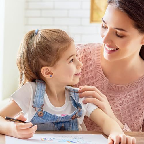 Hypoallergenic Earrings for Girls Women S925 Sterling Silver Birthstone Earring Heart CZ Toddler Earrings Screw Back Earring for Sensitive Ears Jewelry Gift4