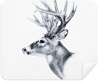 Sketch Deer Black White Cleaning Cloth Screen Cleaner 2pcs Suede Fabric