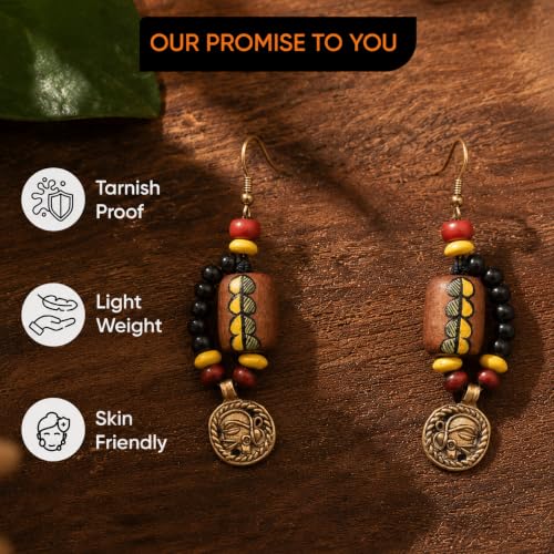 Image of Handcrafted Bohemian & Tribal Earrings for Women - Ethnic Brass, Floral & Festival-Inspired Statement Designs in Drop, Dangle, Hoop & Stud Styles