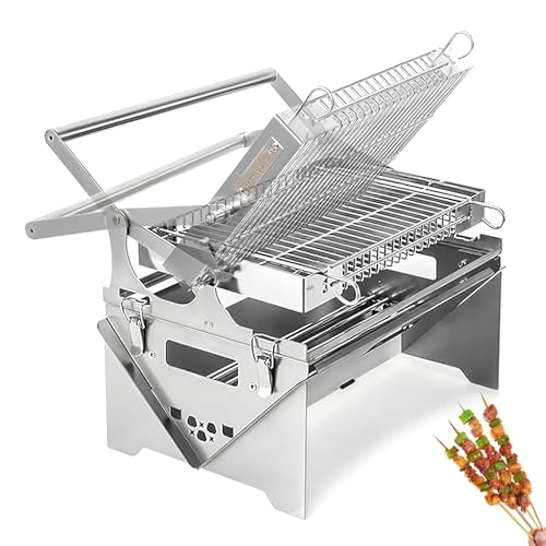 Barbecue à charbon rotatif panier réglable double face 180