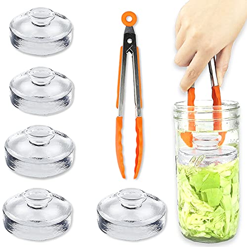 Artcome 5-Pack Glass Fermentation Weights with Easy Grip Handle and Unique Texture Design for Large Wide Mouth Mason Jars by Artcome - Used condition - CA$21.32