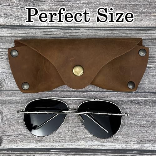 Image of Leather Glasses Case for Men - Vintage Rustic Belt Eyeglass Holder