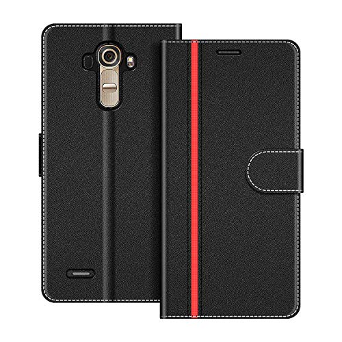 COODIO Funda LG G4 con Tapa, Funda Movil LG G4, Funda Libro LG G4 Carcasa Magnético Funda para LG G4, Negro/Rojo