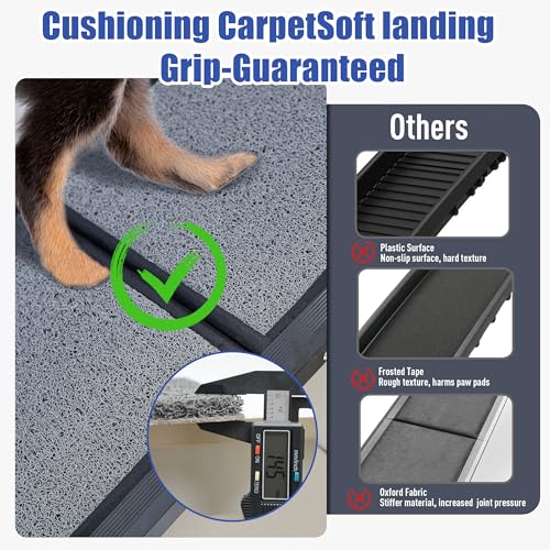 BACOENG Hunderampe Auto Klappbar, Hundetreppe Auto mit Rutschfester Teppich, 160cm rutschfest Hunderampen für Autos, LKWs und SUV, Stabil Rampe Hund für Große Und Mittel Hunde Bis 110kg