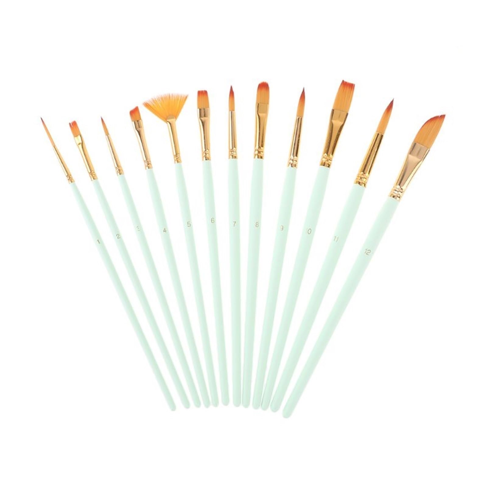 12-teiliges Künstlerpinsel-Set aus Nylonhaar in verschiedenen Größen für Aquarell, Acryl, Ölmalerei, Pinsel, Zeichenkunst (grau wie abgebildet)