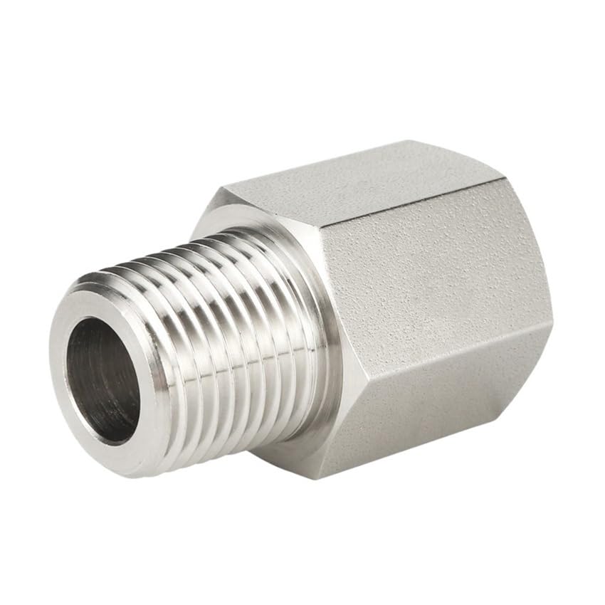 SS316 NPT BSPT 1/8" 1/4" 3/8" 1/2" 3/4" Female to Male Thread 3000psig 20MPa Pipe Fitting Connector Stainless Steel(0.5 F x 0.5 M) Brass Hose