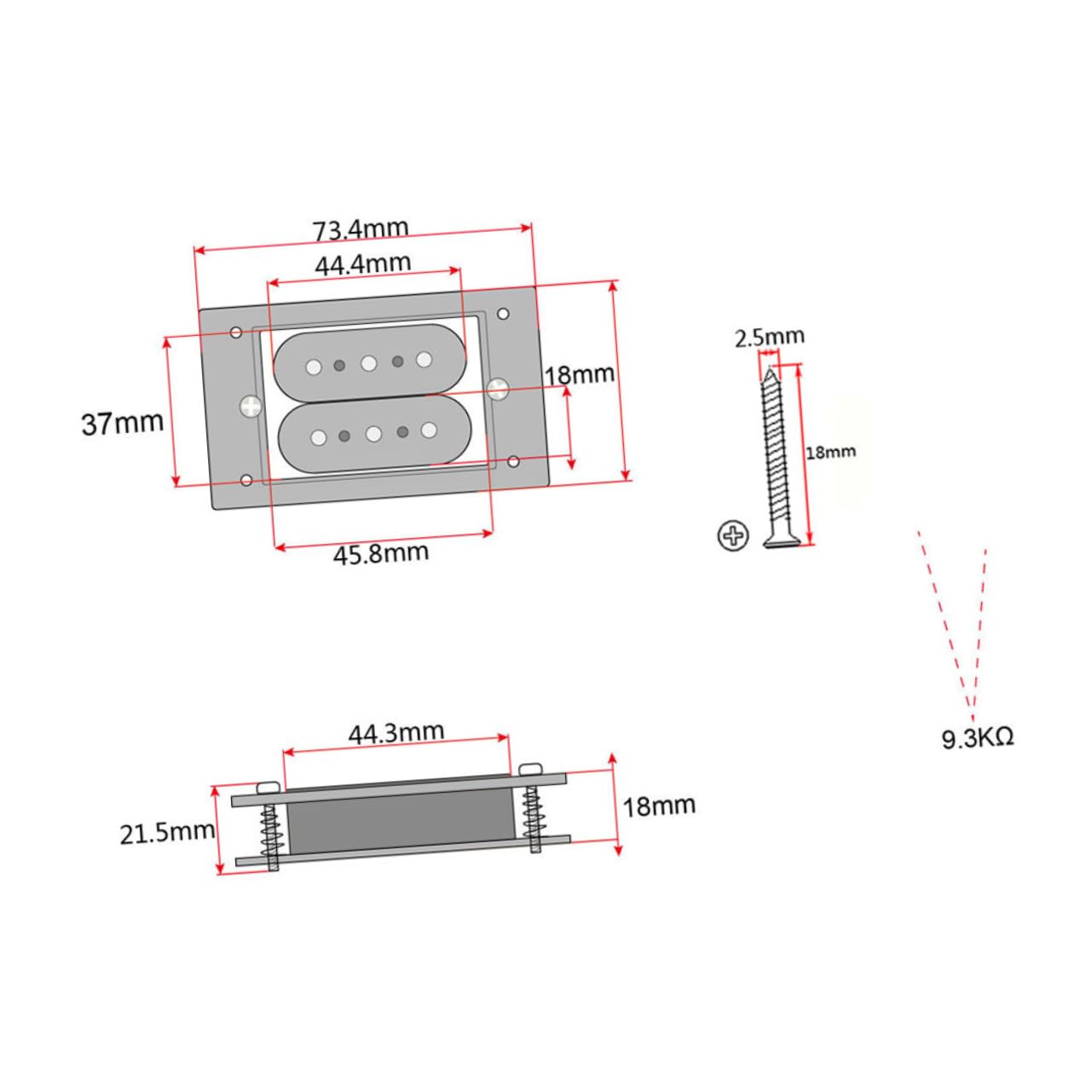 Pickup 3 Corde Humbucker Doppia Bobina per Chitarra Elettrica Modello Gmb511 in Metallo Marrone Suono e Alta Uscita per Musicisti