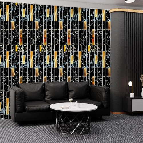 Image of WrapWall 3D Wallpaper Self Adhesive Foam Pack of 10 (60x30 cm) | Waterproof Brick Design Wallpaper |Peel & Stick DIY Wall Decor for Living Room Bedroom Kitchen (10, Black Mosaic)