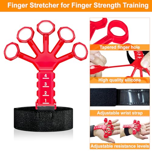 ALMAH Handtrainer Fingertrainer 5-Pack, Unterarmtrainer Griffkraft Trainer Set, Verstellbarer Grip Trainer, Finger Trainingsgerät, Fingerstrecker, Trainingsring und Stressabbau-Griffkugel