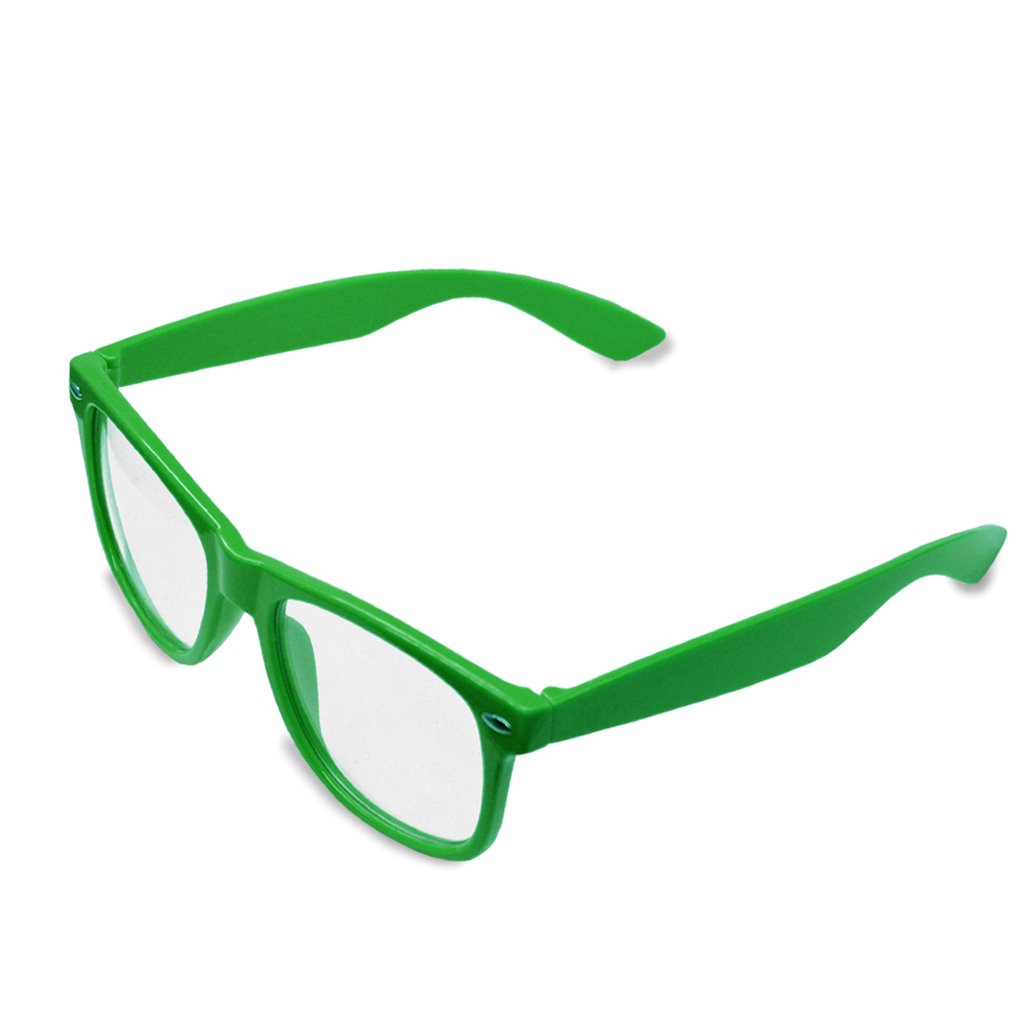 GAPlus Stylish Neon Geek Glasses Festival Fun Party wear 80's Coloured Fancy Dress Costume (Green)