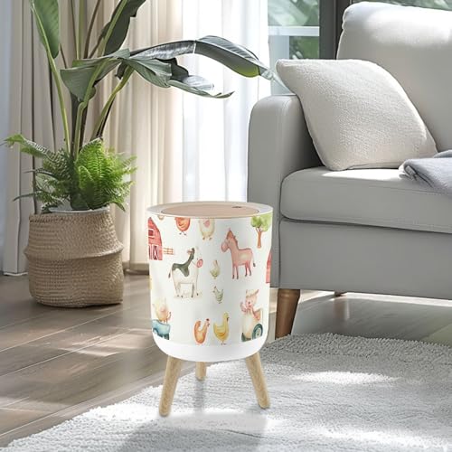 Caneca de Basura Pequeña con Tapa y Patas de Madera 7 L miniatura 2