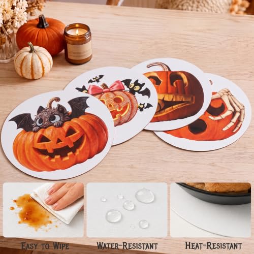 Halloween Placemats Set of 4,Silicone-Like Feel with Leather Texture - image 2