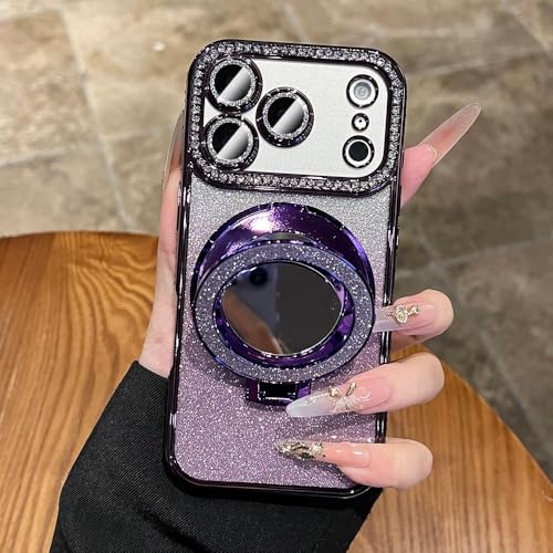 Étui iPhone 15 Pro violet effet diamant, parfait pour vos sorties et selfies