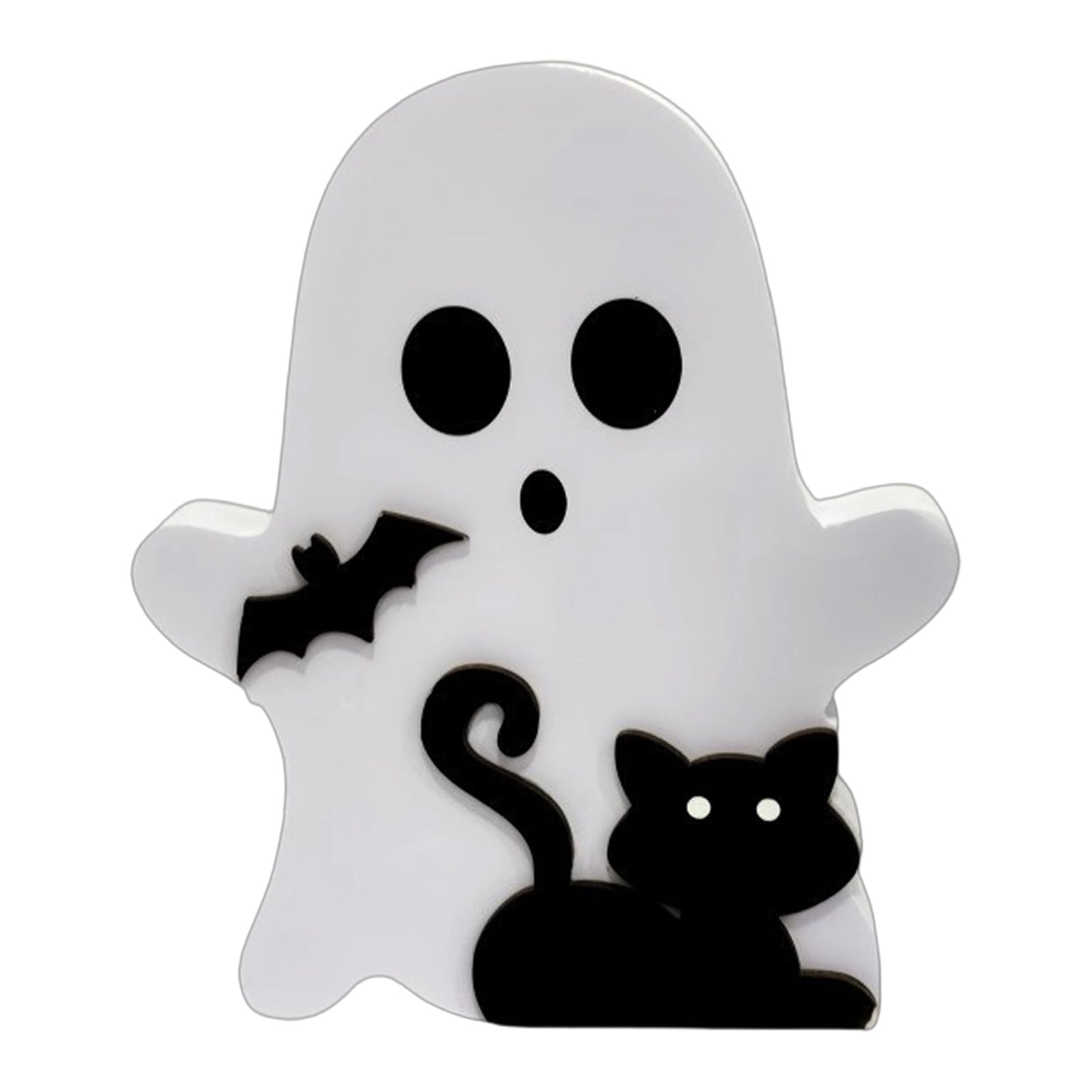 Virelynx Halloween Ghost Table Sign, Wooden Spooky Ornament for Tray