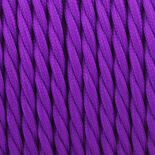 3M / 9.84ft Purple Cable 3 x 0.75mm Antique Twisted Cloth Covered Wire, 3 Core 18AWG Vintage Woven Fabric Electrical Cable, Lamp Cord Cloth Covered Wire for DIY Industrial Pendant Light Appliances