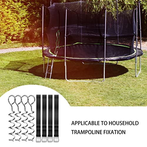 Piquets trampoline 4 pièces avec sangles solides pour ancrage au sol galvanisé