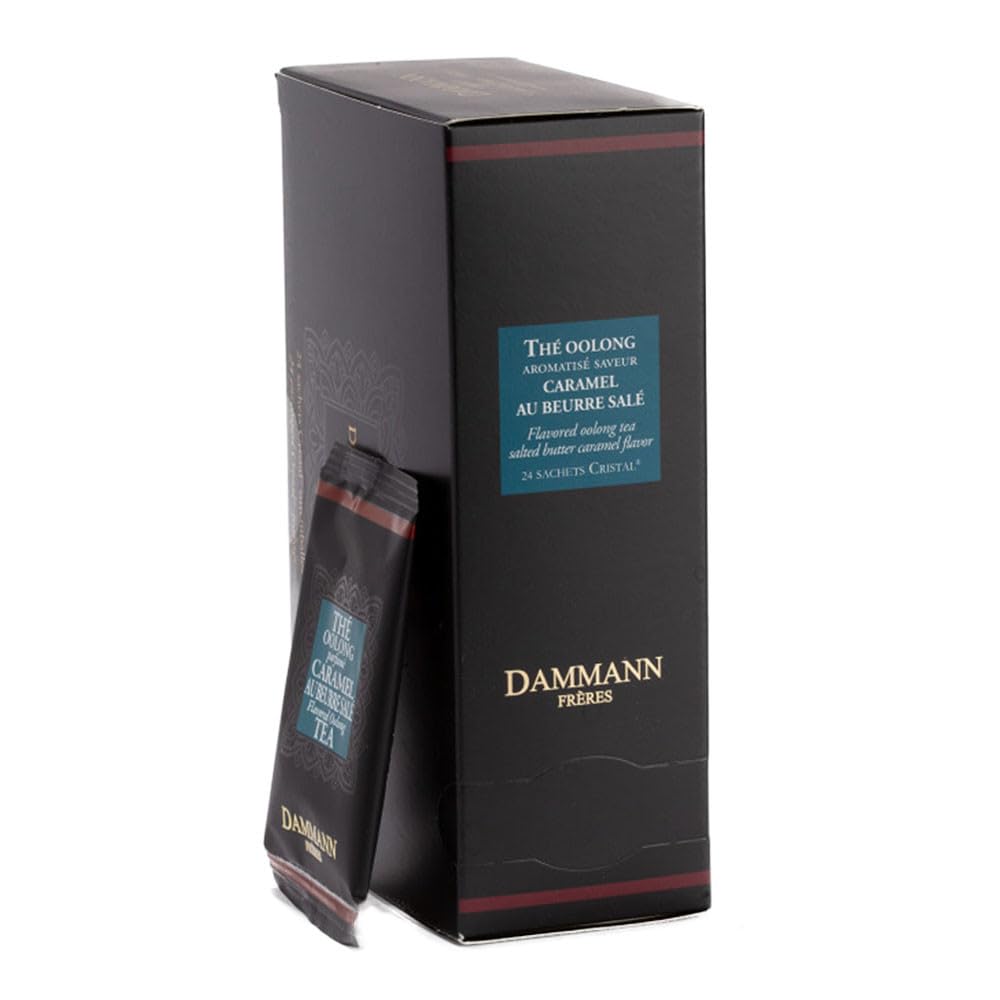 Dammann Frères Sachets, Caramel au Beurre, Oolong Black Tea Bags, Premium Gourmet French Tea, Individually Wrapped, 24 Count (Single Pack)