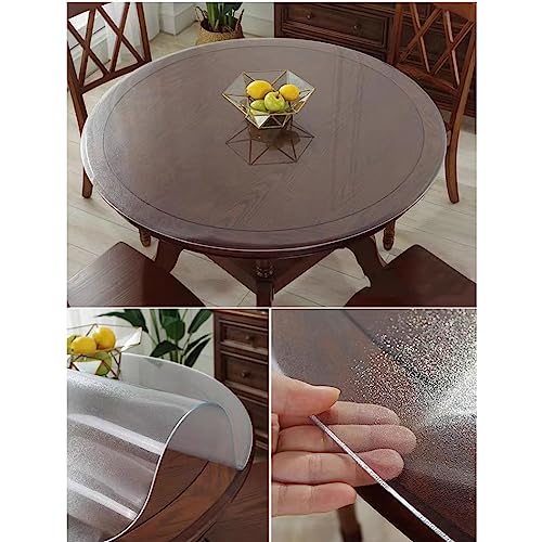 Nappe ronde transparente PVC givré 2 mm table basse 150cm - 5