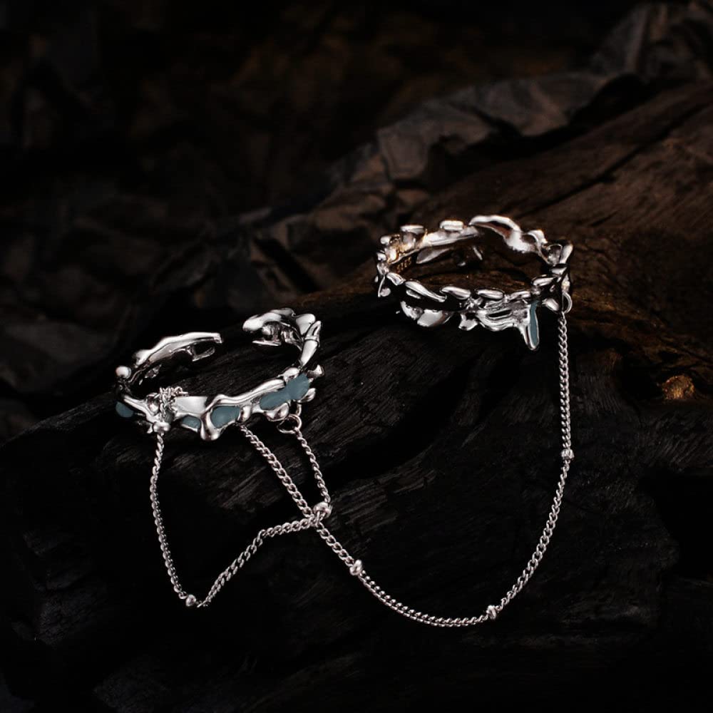 HGJH Anello Regolabile,Anelli Regolabili per Donna Nappa La Catena Argento 925 Doppio Anello Punk Anelli di Eternità FEDI Nuziali Anelli di Promessa per Ragazze Signore