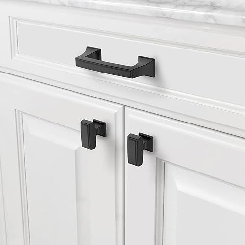 Miniatura 2 de Asidrama Paquete de 10 manijas de gabinete de cocina color negro mate de 3 pulgadas (2.992 in), tiradores de gabinete, accesorios de gabinete de