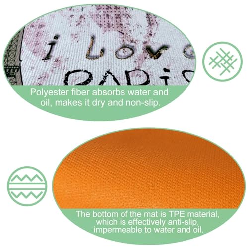 Alfombra de cocina París lavable para decorar el pasillo y cuarto de lavado 6