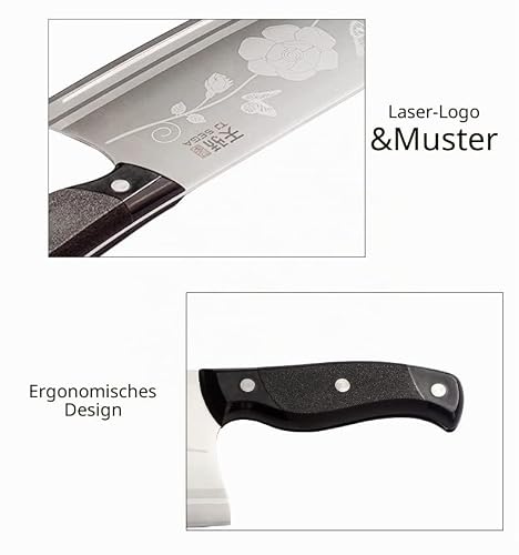 Foto von TJ POP Hackmesser für Fleisch, Professionelles Chinesisches Kochmesser 18cm, Scharfer Full-Tang Fleischerbeil, 30Cr13 Stahlklingestärke 2 mm, TJ SEGA Serie TC17068 für Küche und Restaurant
