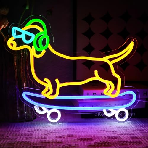 OYCGZV Skateboard Dog Neon Light Sign