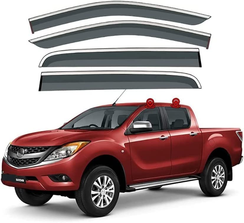 4 pcs Car Front Rear Wind Deflectors for Mazda BT-50 UP/UR 2012-2020, Rain Shield, Wind-Rain-Deflector, Smoke Guards, Sun Visors, Wind Shield