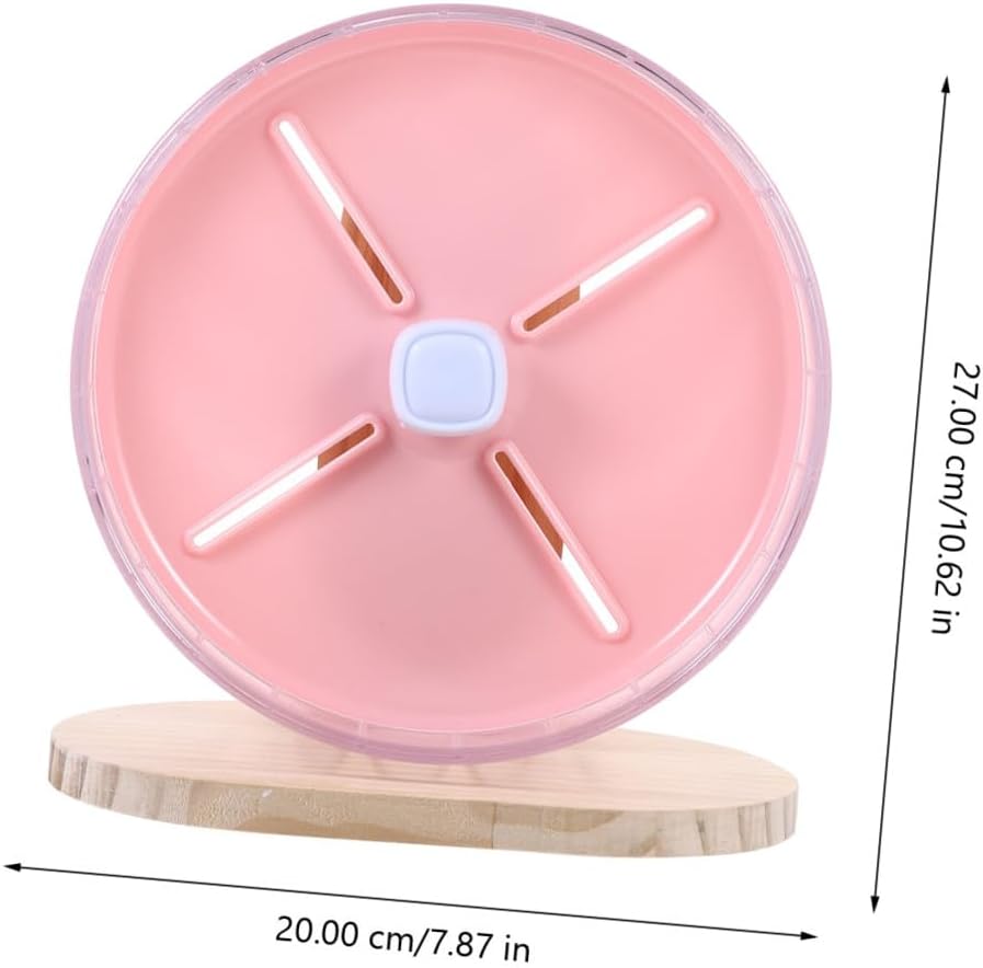Balacoo Silent Hamster Wheel with Wooden Stand 20cm Stable Exercising Wheel for Hedgehogs and Chinchillas Small Animal Cage Accessory