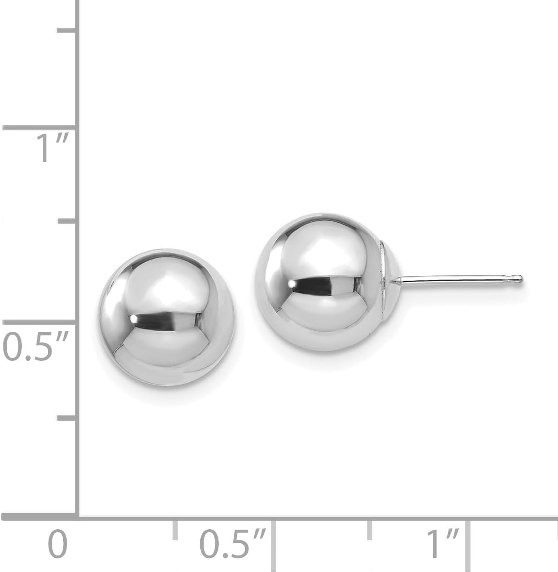 14k White Gold Polished 9mm Ball Post Stud Earrings