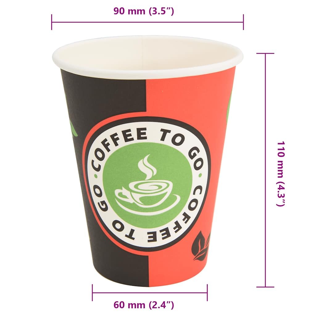Tazze da caffè in carta 1000 pezzi 12oz 300ml Rosso e Nero Bicchieri usa e getta Tazza per caffè, Cureaux ed eventi